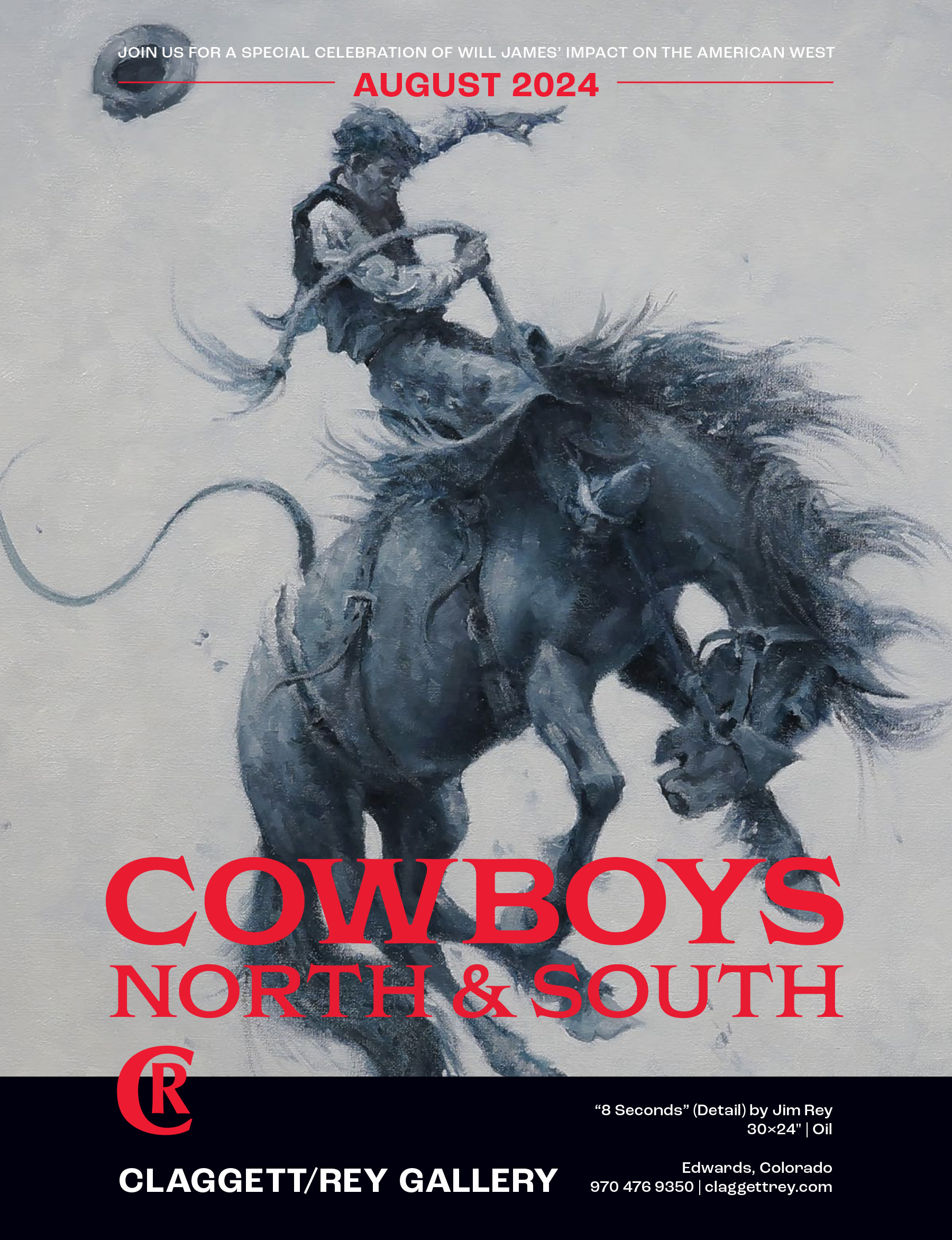 Advertising for the exhibition featuring the art of Jim Rey