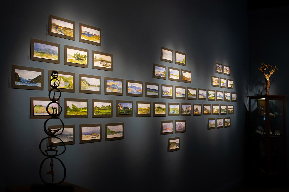 Unframed works in the exhibition